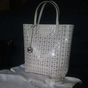 Michael Kors White/Silver Harley Tote
